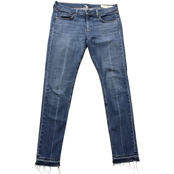 rag & bone Denim - Rag And Bone Dre Slim Boyfriend Jeans Womens 28 Blue Mid Rise Raw Hem Denim